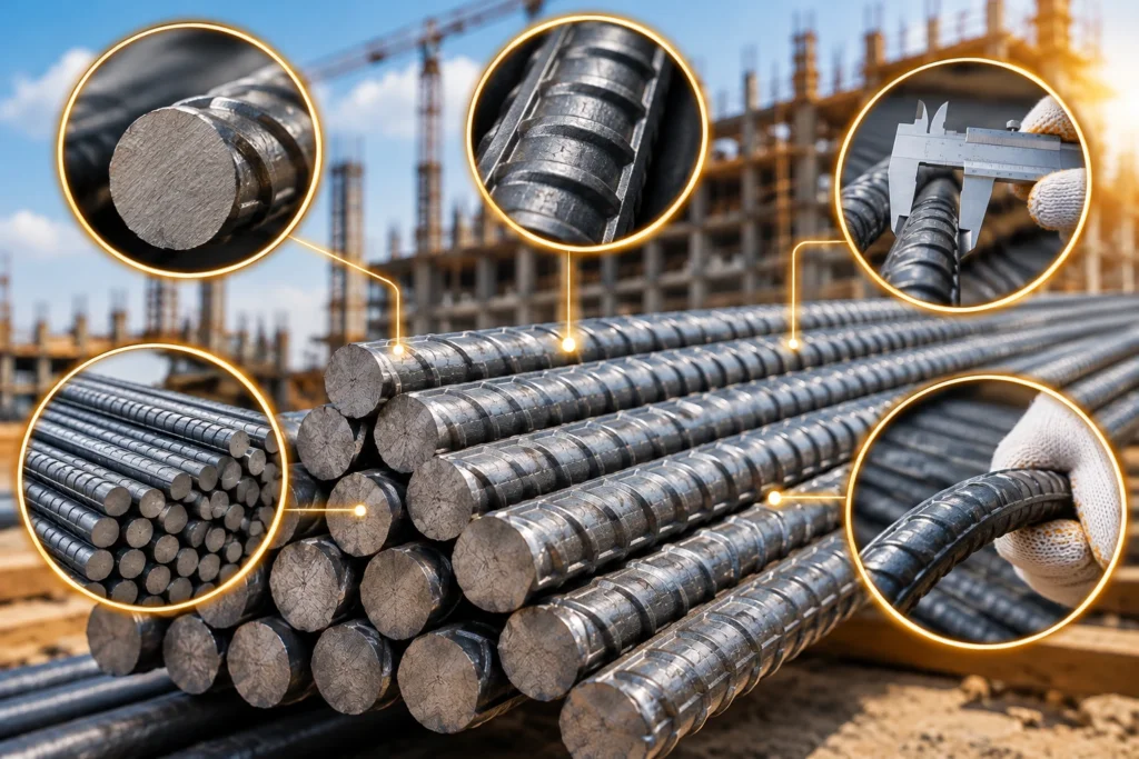 Kenali 5 ciri-ciri besi beton SNI yang asli. Pilih besi berkualitas terjamin hanya di Perwira Steel, distributor resmi SNI.