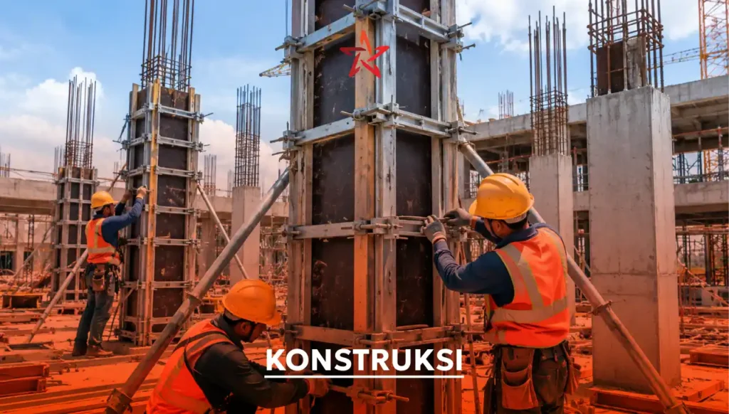 Pelajari fungsi bekisting kolom, jenis material, tahapan pemasangan, dan tips pengecoran agar kolom beton terbentuk sesuai spesifikasi.