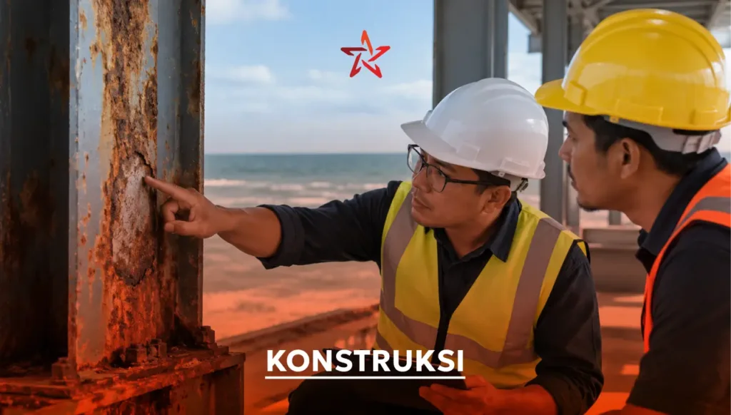 Kenali risiko penggunaan baja di kawasan pesisir, faktor pemicu karat akibat paparan laut, metode perlindungan material, dan lainnya.